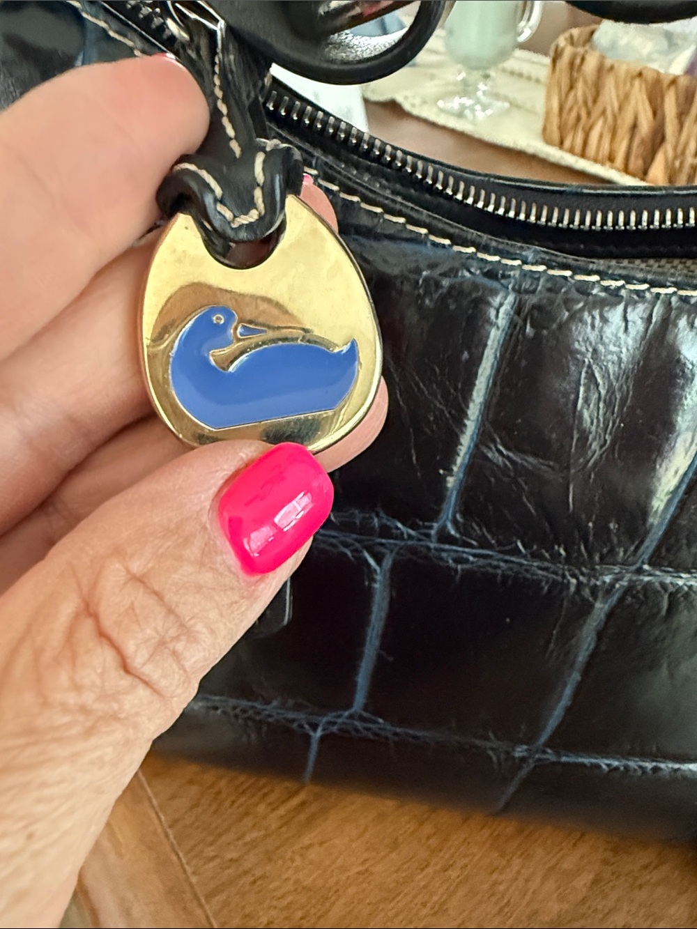 Dooney & Bourke Black Croc-Embossed Shoulder Bag - Picture 9 of 13